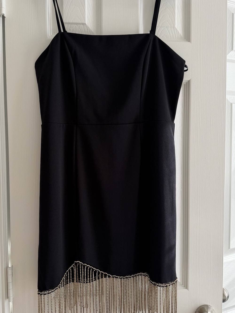 Black Fringe Hem Slip Dress - Brand
